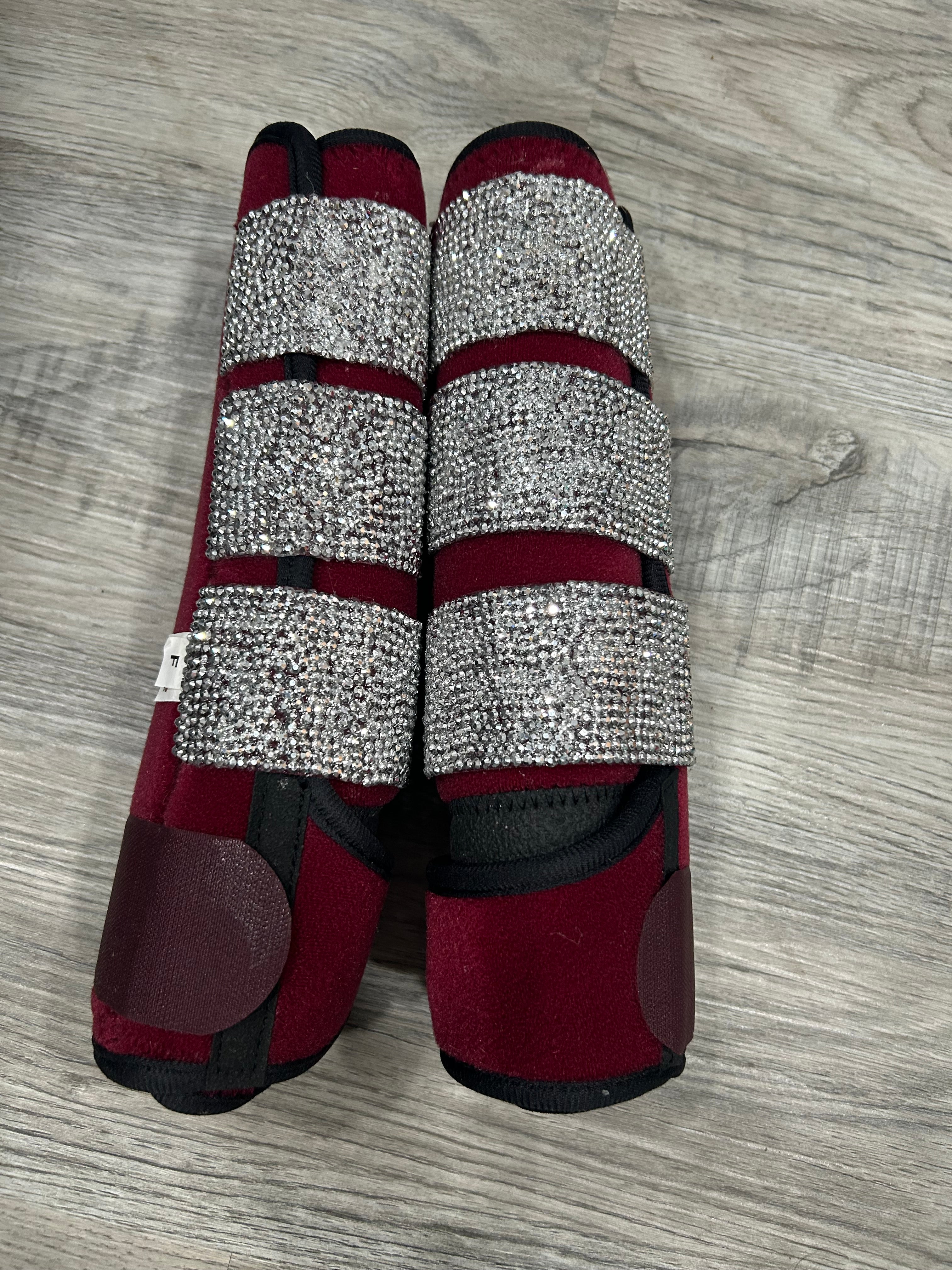 Maroon Bedazzled Sport Boot Front Set Secondary image