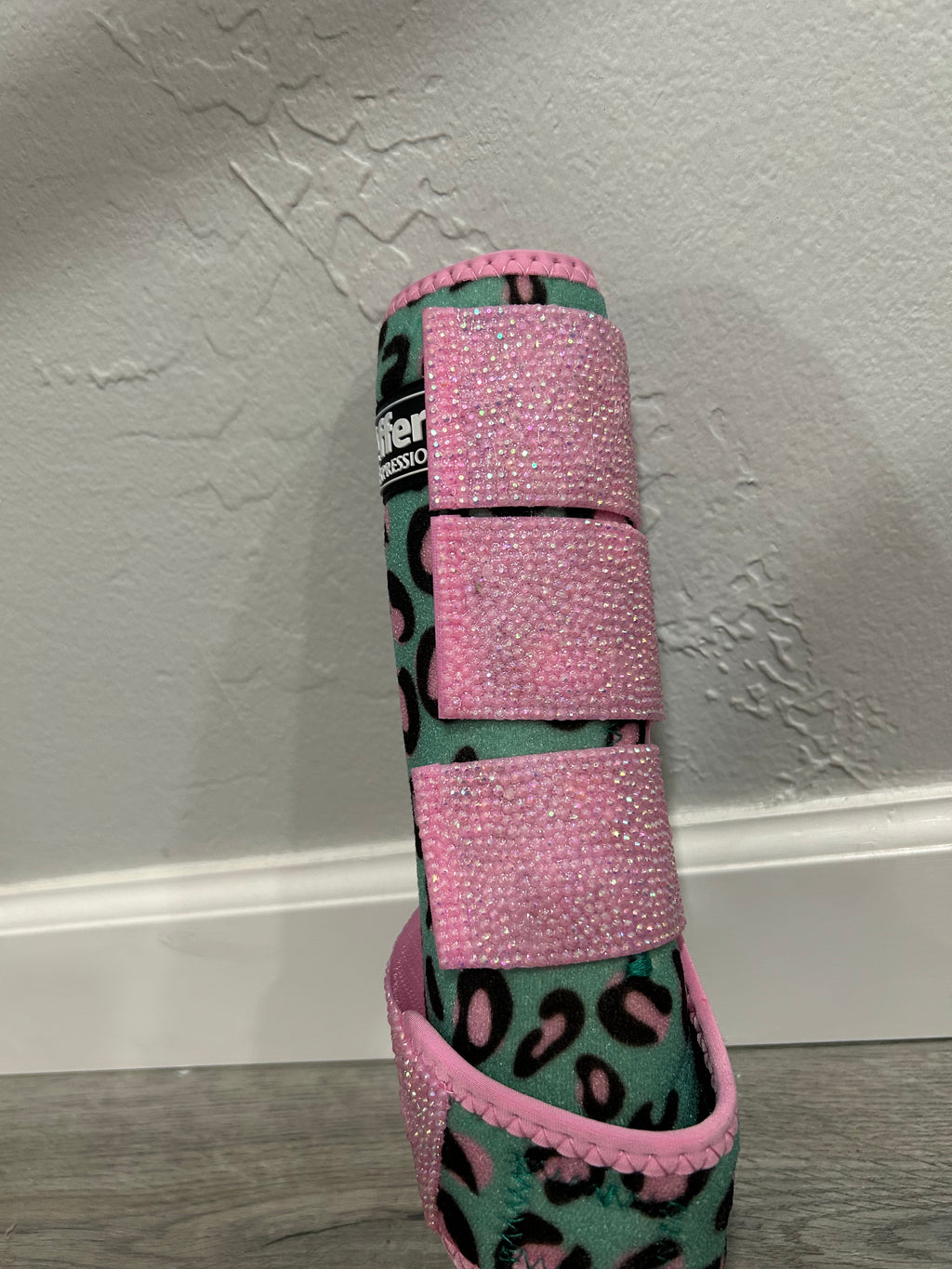 Pink & Teal Cheetah Print Jeffers Protective Front Boots Set
