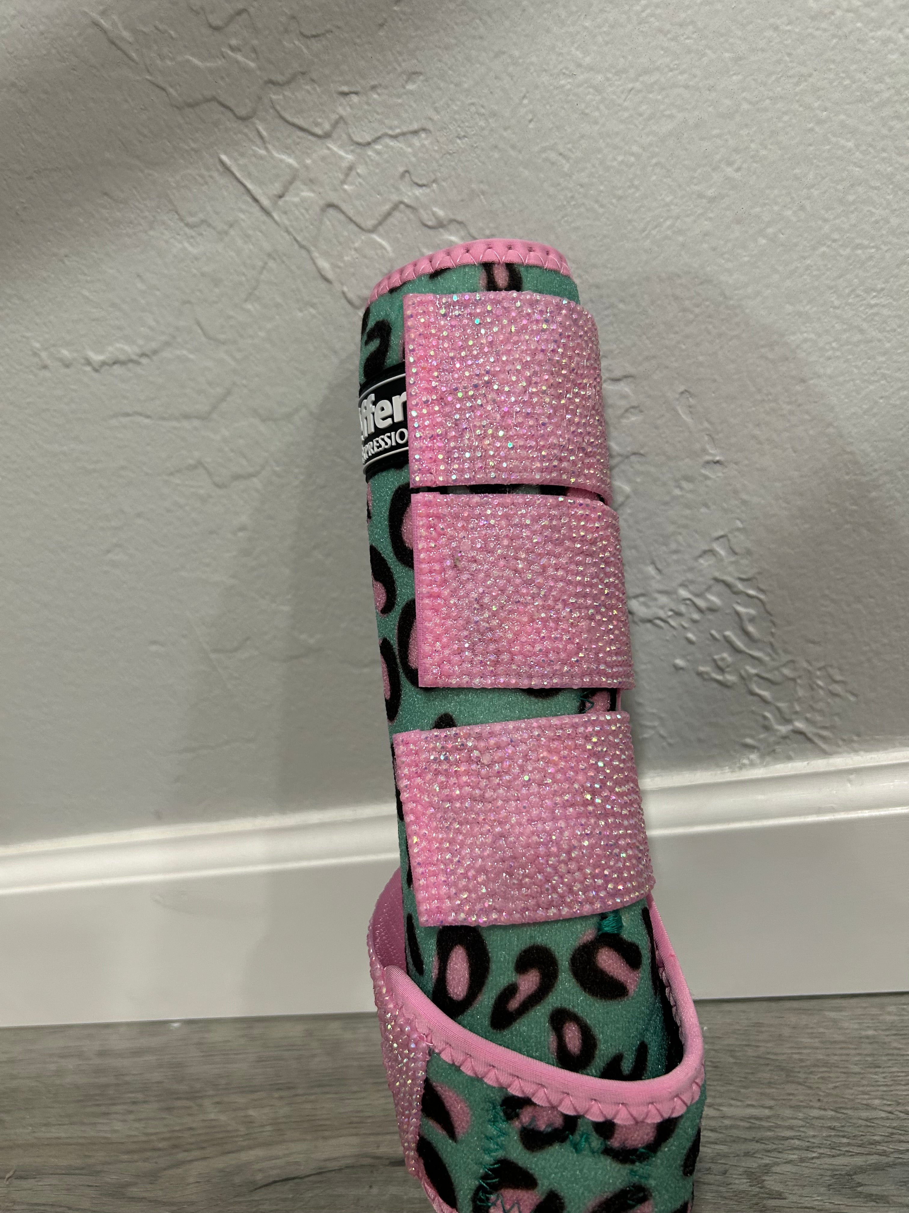 Pink & Teal Cheetah Print Jeffers Protective Front Boots Set
