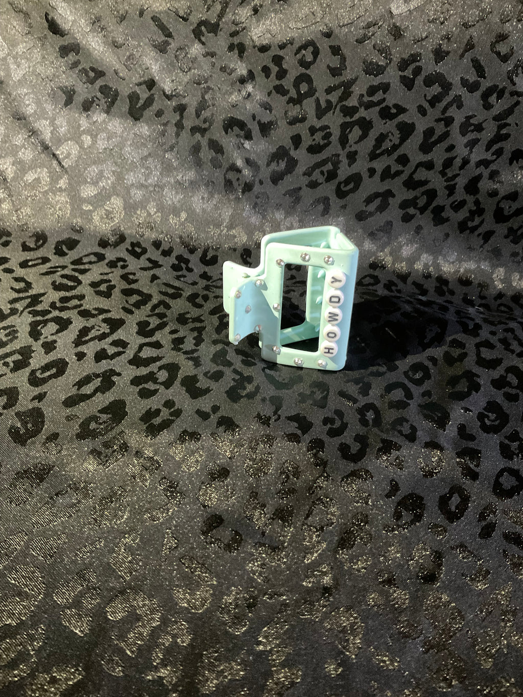 Bedazzled Howdy Teal Claw Clip
