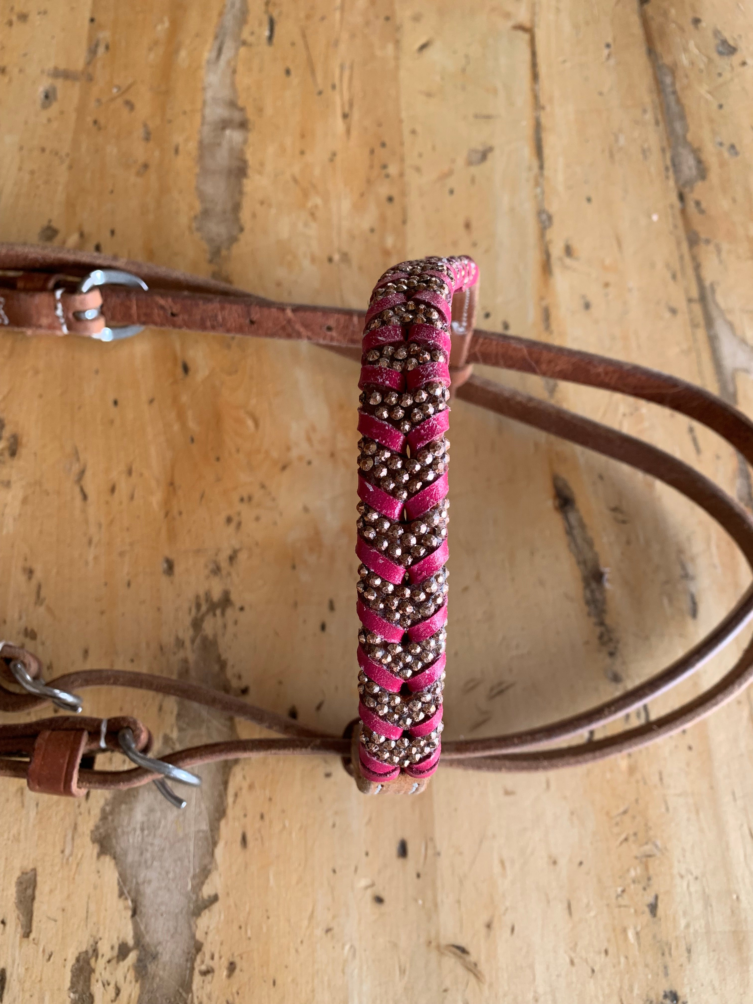 Pink Buckstitch Headstall