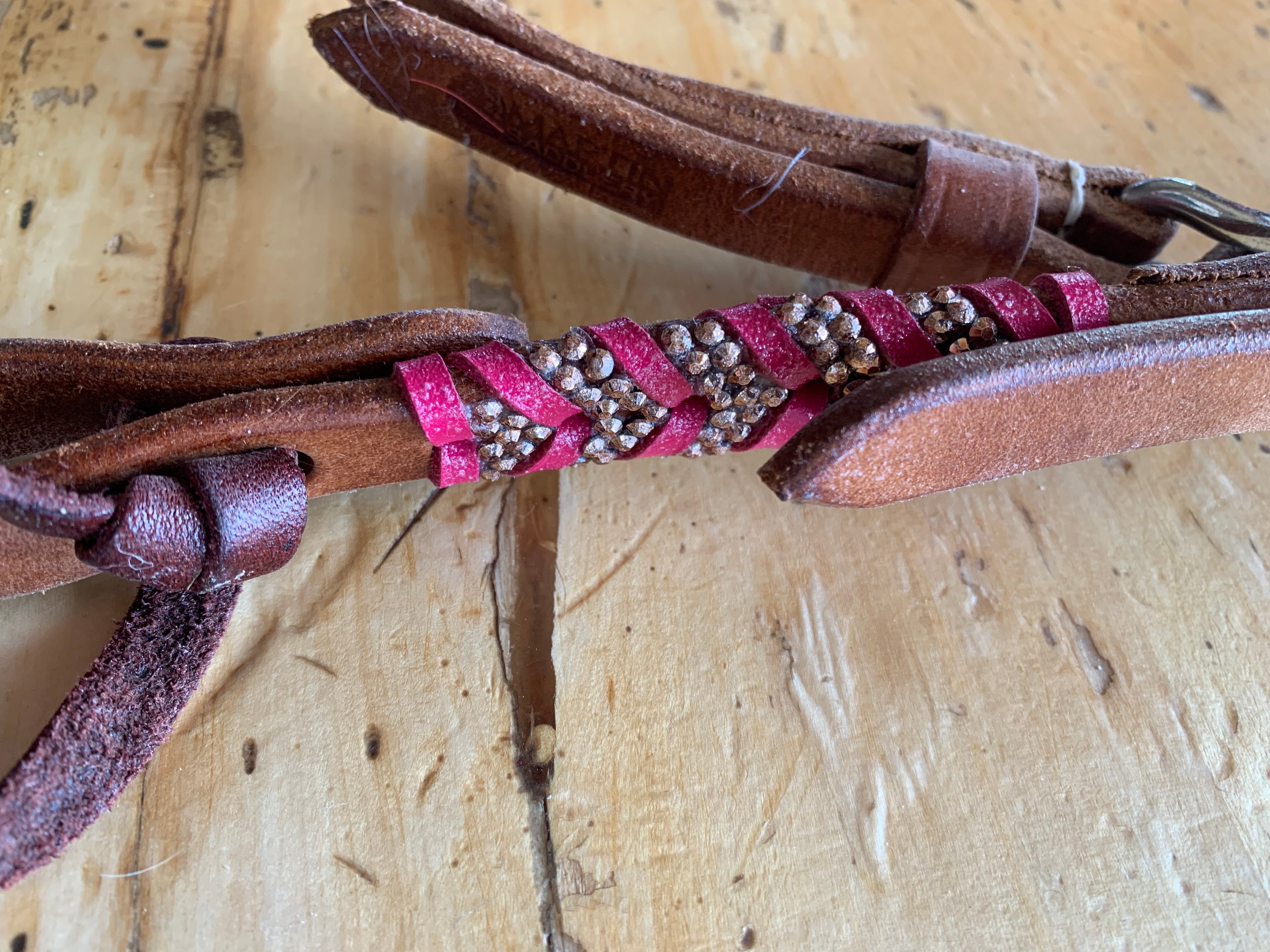 Pink Buckstitch Headstall