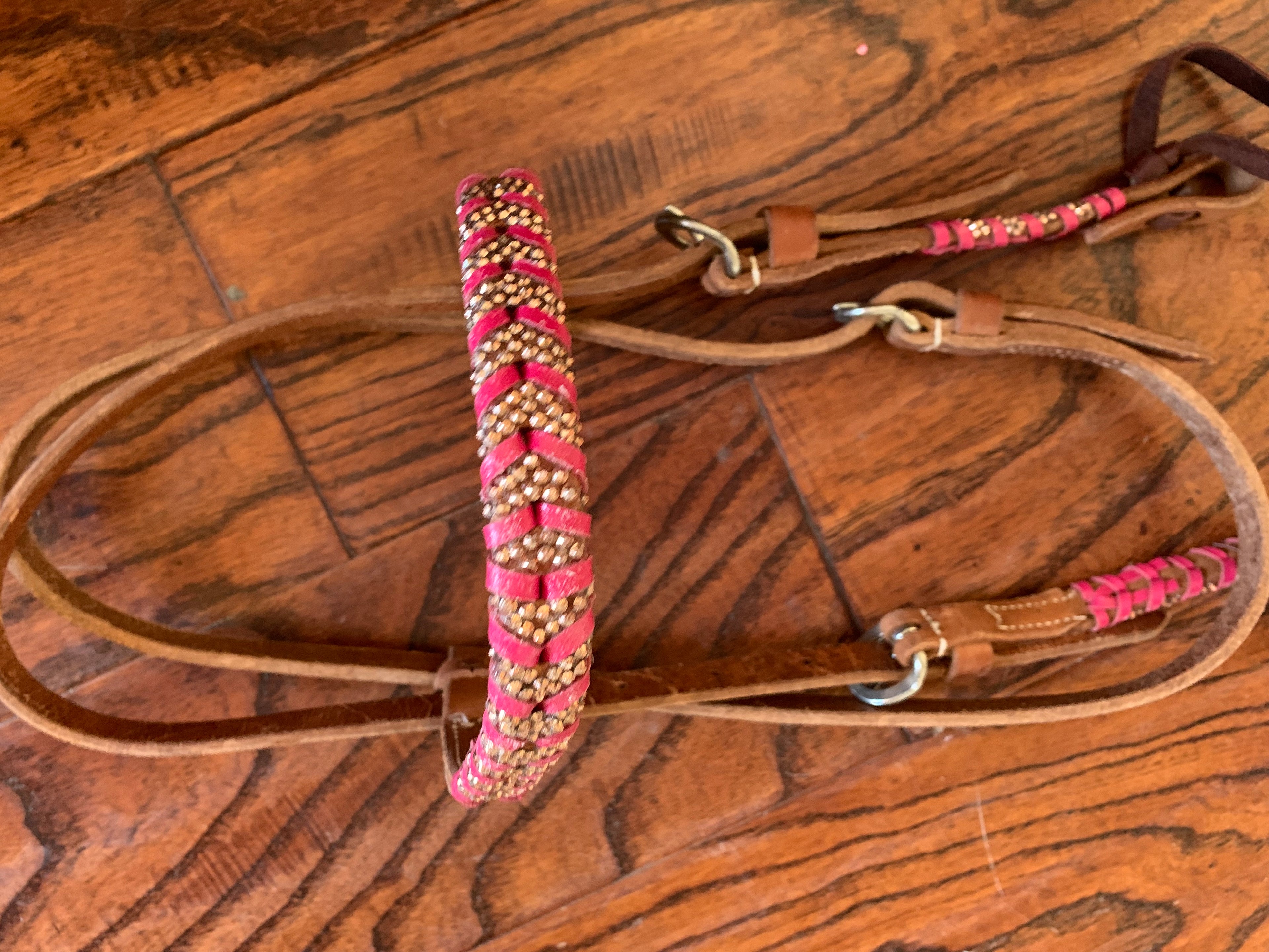 Pink Buckstitch Headstall