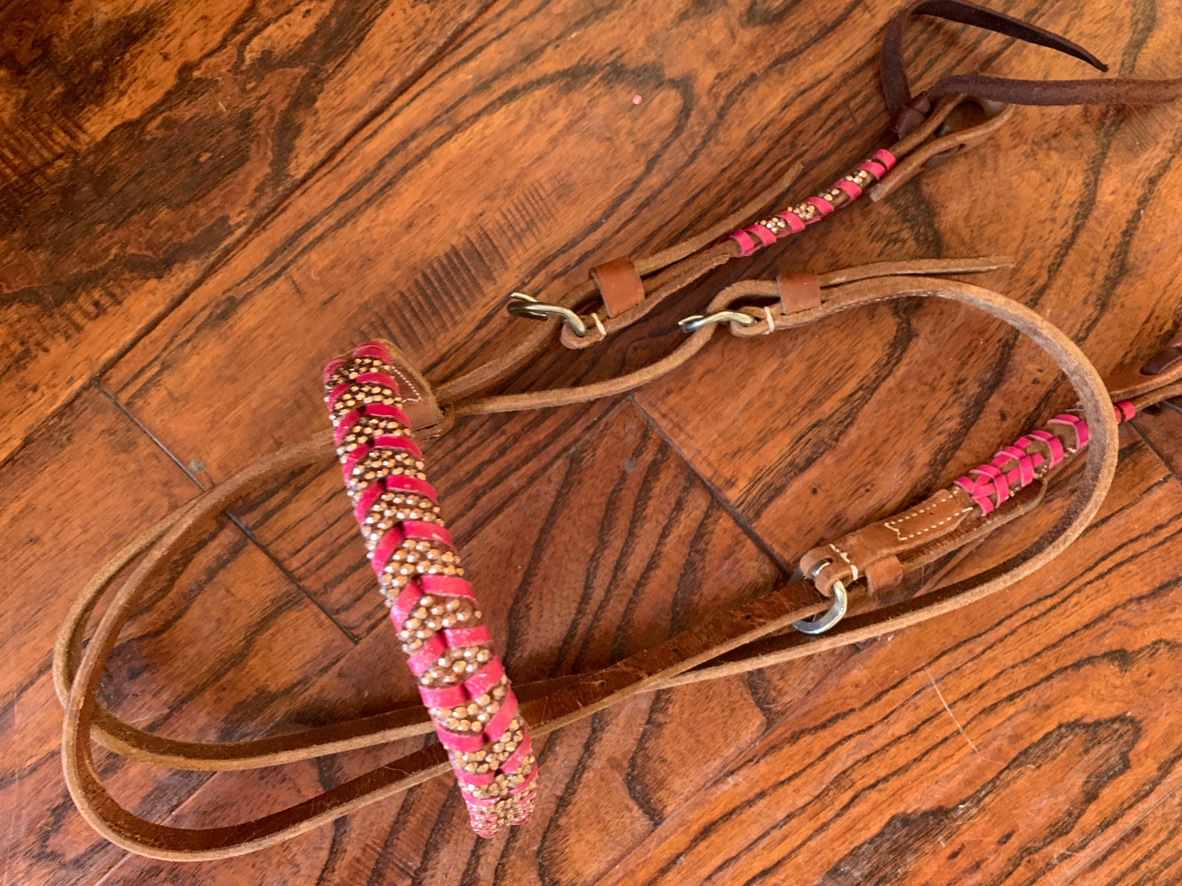 Pink Buckstitch Headstall