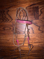 Pink Buckstitch Headstall